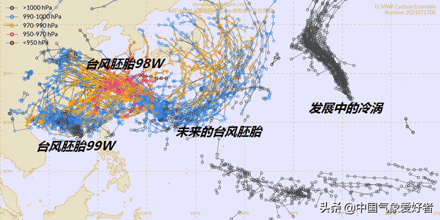 四台风胚胎打麻将，太平洋已被填满！分析：台风开始活跃南方警惕