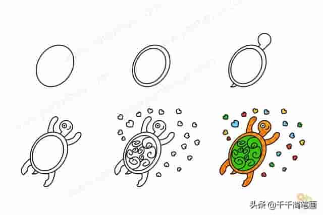 儿童简笔画：50组动物素材，简单易学，马住画起来！