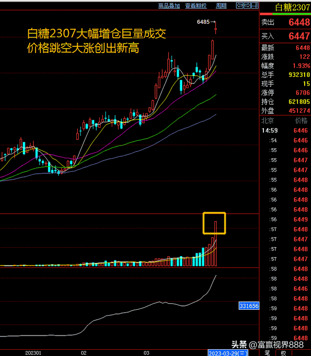 期货最大成交量分析：白糖20230331