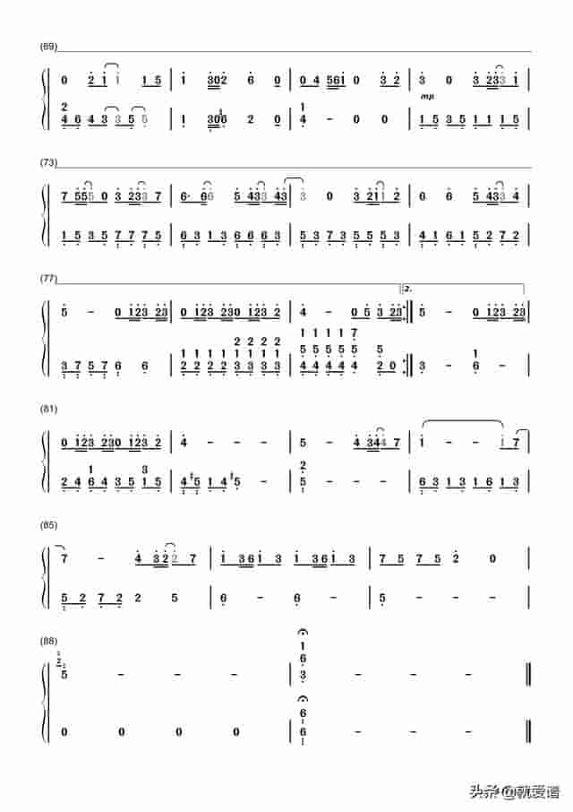 可惜没如果 简易版 钢琴谱 双手数字 简谱 林俊杰