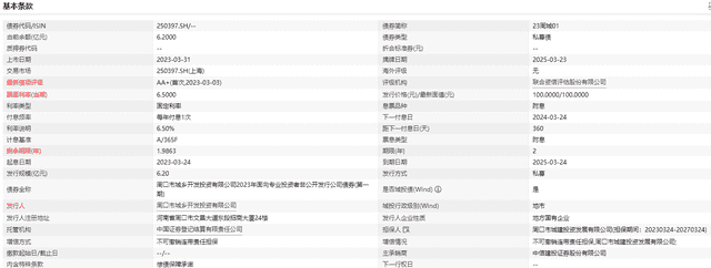 周口一AA平台公司完成发行6.2亿元私募债，票面利率6.50％