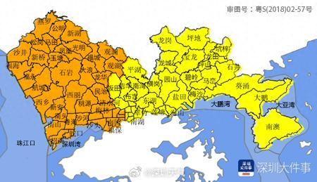 深圳市暴雨黄色预警扩展至全市，分区暴雨橙色预警生效中