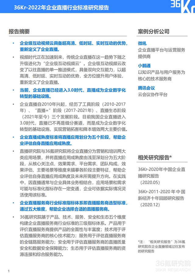 2022年企业直播行业标准研究报告（典型案例分析、行业前景展望）