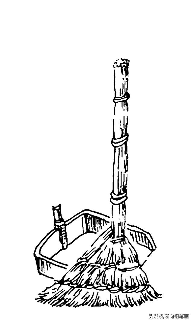 零基础钢笔画入门免费课程今天学习一组简单生活场景-扫把和簸箕