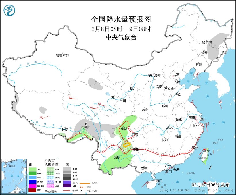 寒潮影响我国中东部地区 贵州等地有雨雪天气