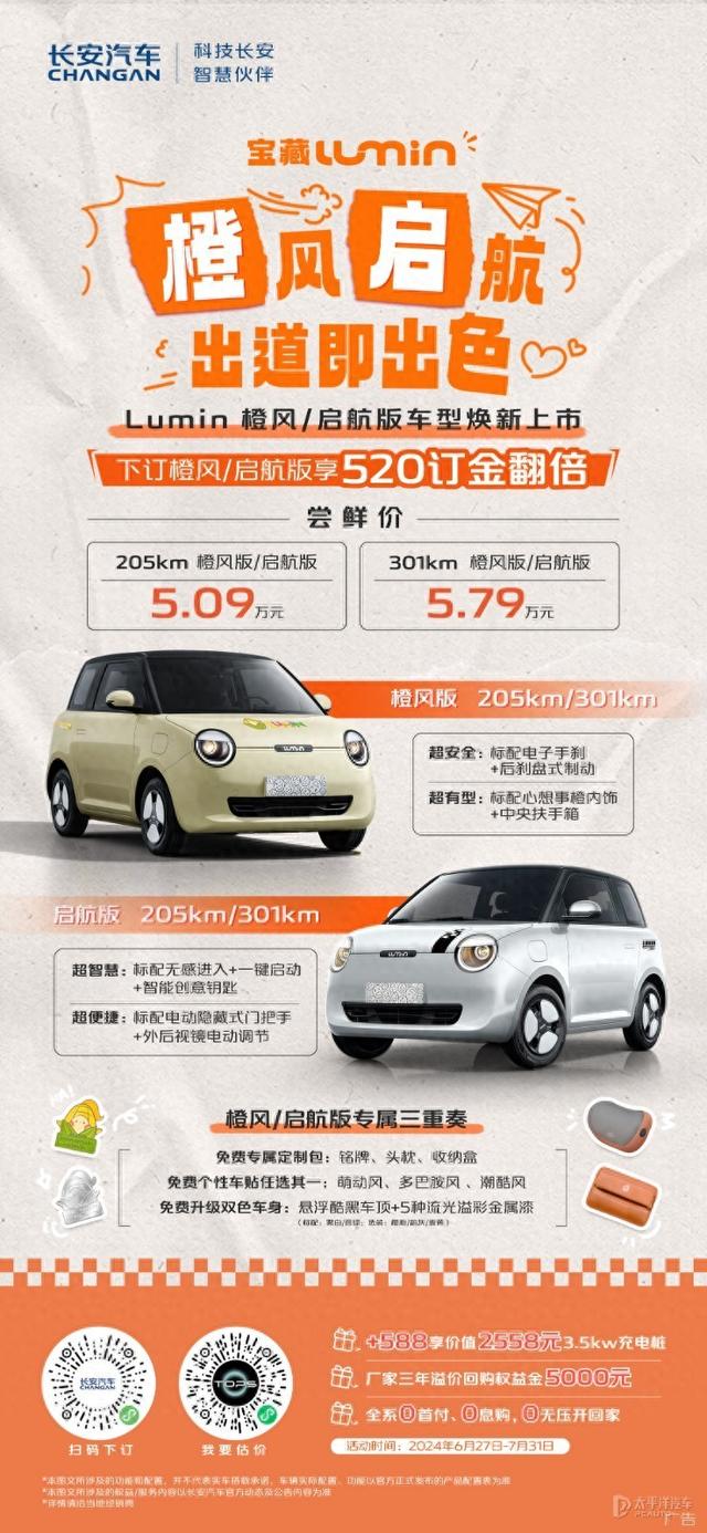 5.09万起！长安Lumin又一新版上市!配置升级，斩男又斩女？