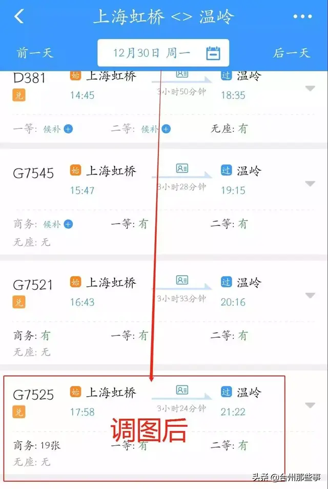 「台州」12月30日起调整！沪杭回温岭的末班动车均提前1小时左右