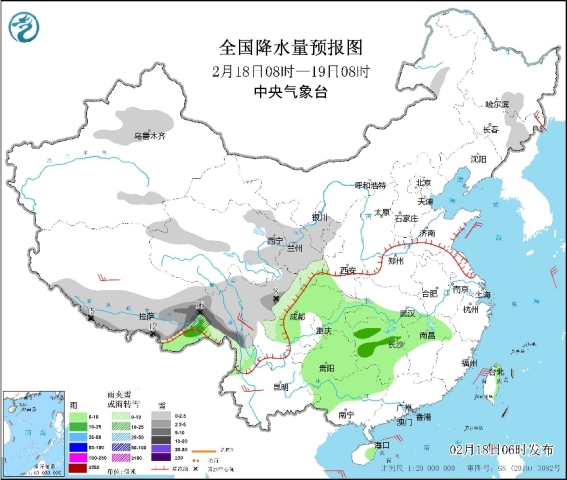 南方地区降雨增多 贵州广西及江南中北部等地有中雨